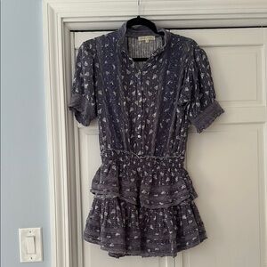 LoveShackFancy Purple Lace Top
